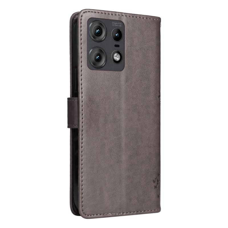 Bőrtok Motorola Edge 50 Pro Macska És Fa