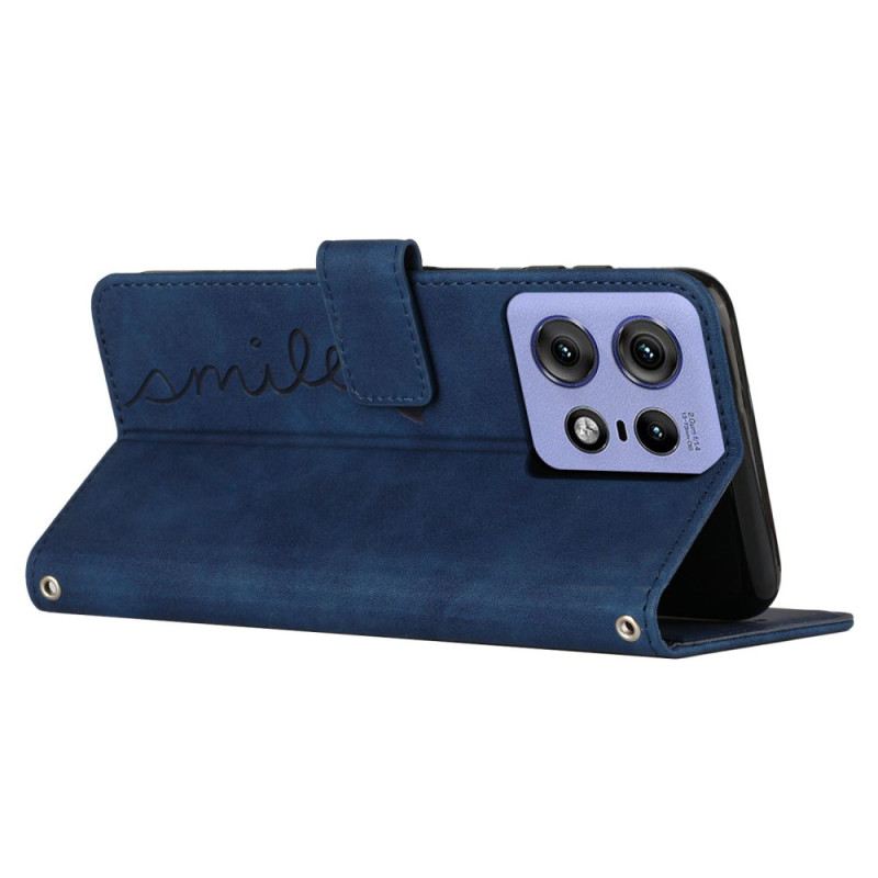 Bőrtok Motorola Edge 50 Pro Mosolyogj