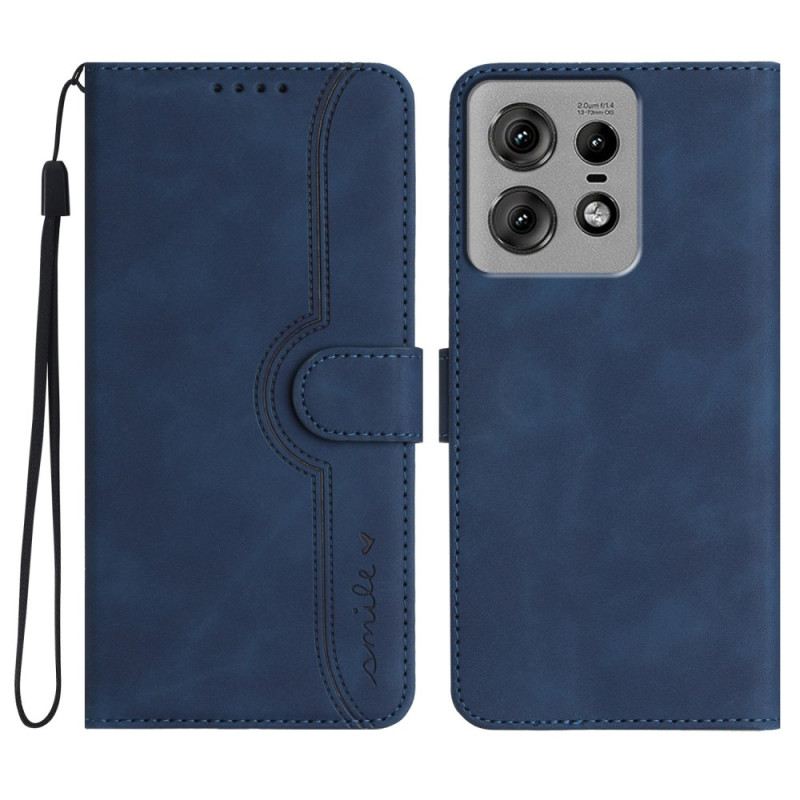 Bőrtok Motorola Edge 50 Pro Mosolyogj A Nyakpántra