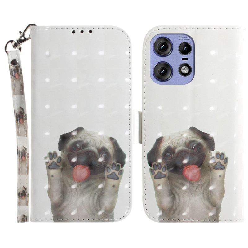 Bőrtok Motorola Edge 50 Pro Pántos Mopsz