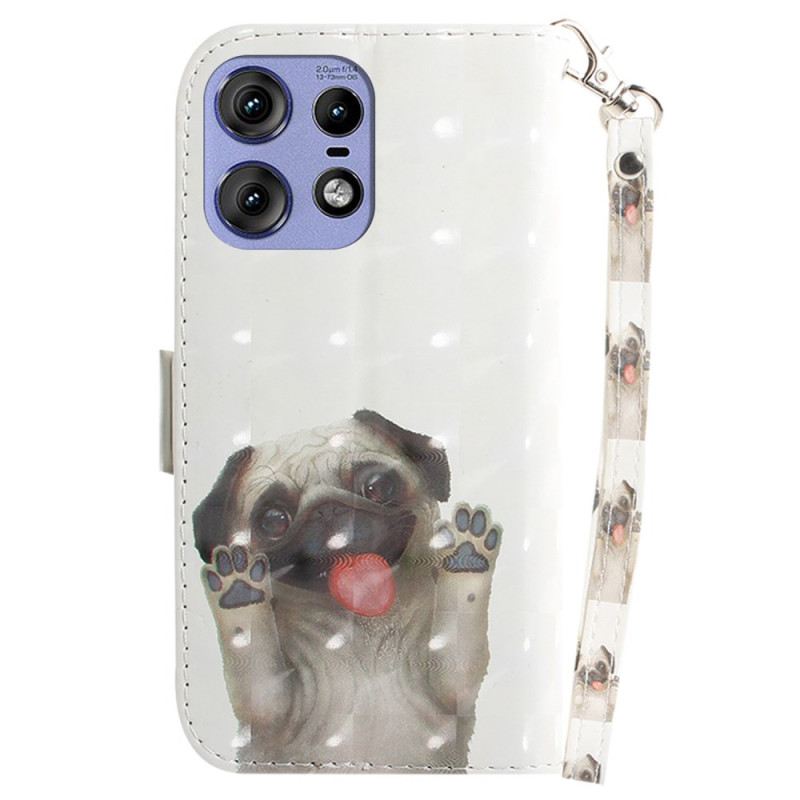 Bőrtok Motorola Edge 50 Pro Pántos Mopsz