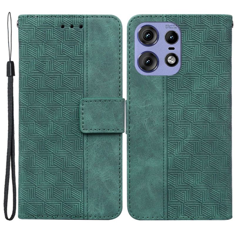 Bőrtok Motorola Edge 50 Pro Pántos Szőtt Minta