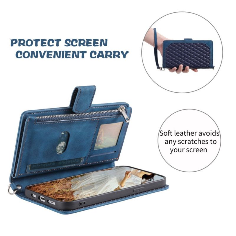 Bőrtok Motorola Edge 50 Pro Párnázott Cipzáras Zseb