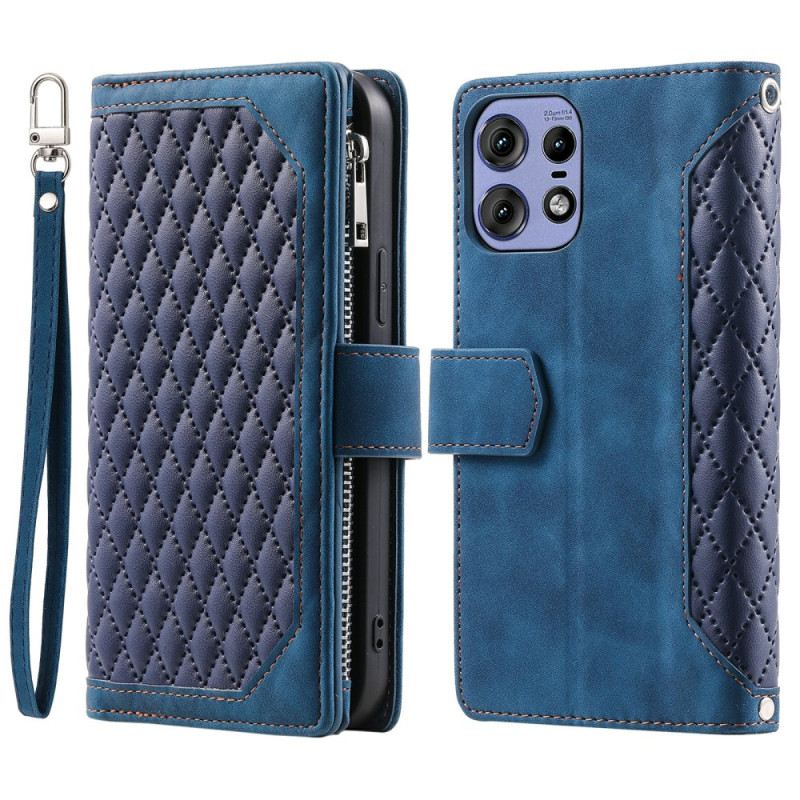 Bőrtok Motorola Edge 50 Pro Párnázott Cipzáras Zseb