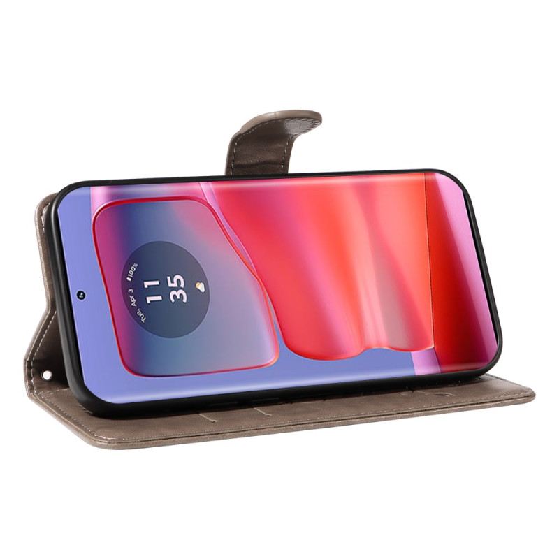 Bőrtok Motorola Edge 50 Pro Pillangók És Virágok