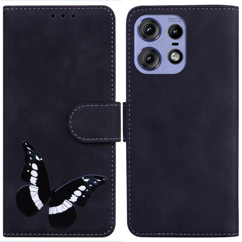 Bőrtok Motorola Edge 50 Pro Pillangónyomat