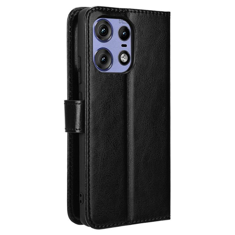 Bőrtok Motorola Edge 50 Pro Ragyogó Műbőr Pánttal