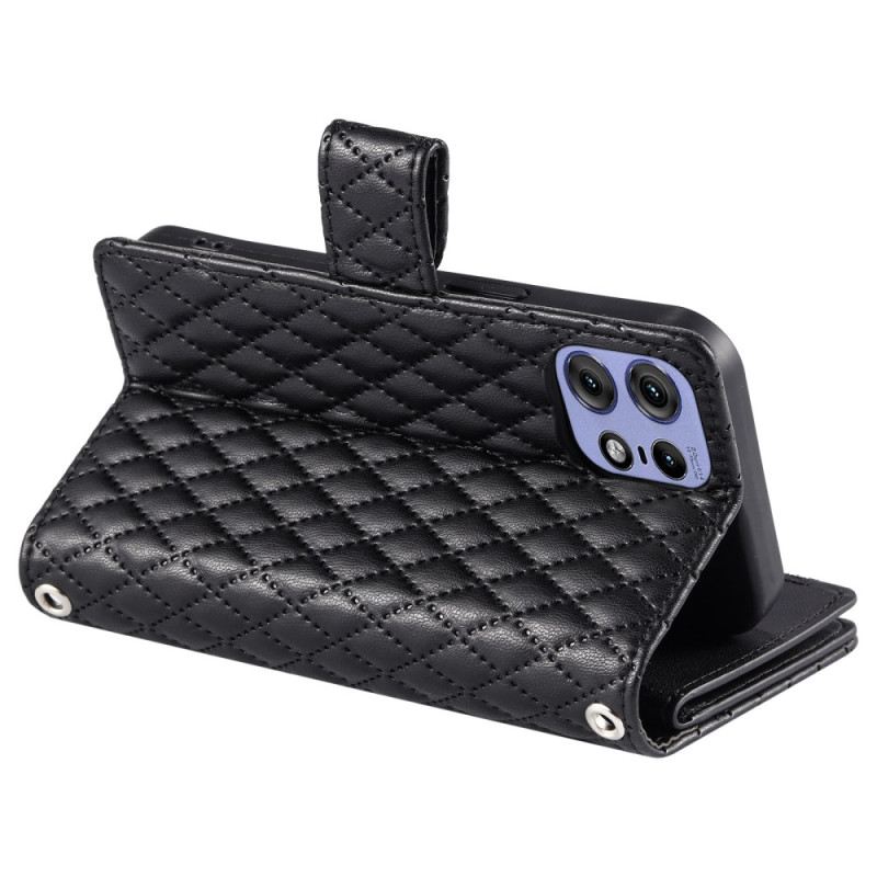 Bőrtok Motorola Edge 50 Pro Steppelt Pénztárca Pánttal