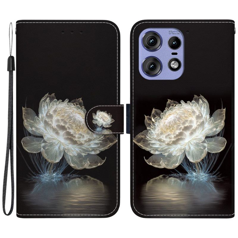 Fliptok Motorola Edge 50 Pro Kristály Bazsarózsa Szíjjal