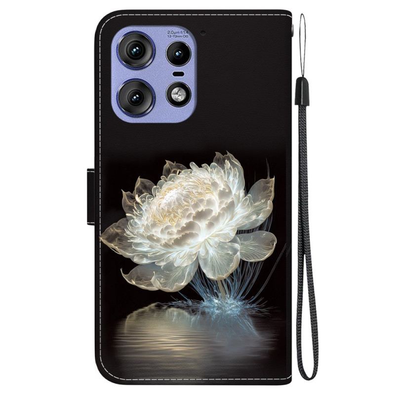 Fliptok Motorola Edge 50 Pro Kristály Bazsarózsa Szíjjal