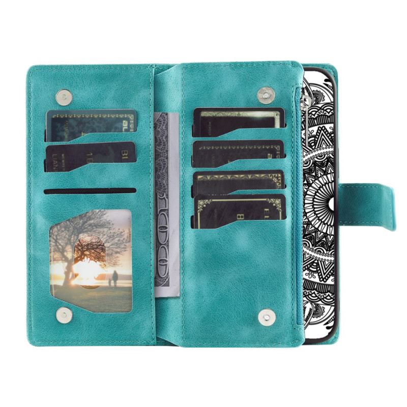 Fliptok Motorola Edge 50 Pro Velúr Hatású Mandala Pánttal