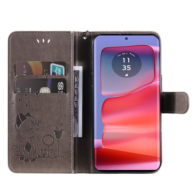 Kinyitható Tokok Motorola Edge 50 Pro Macska És Méhecske