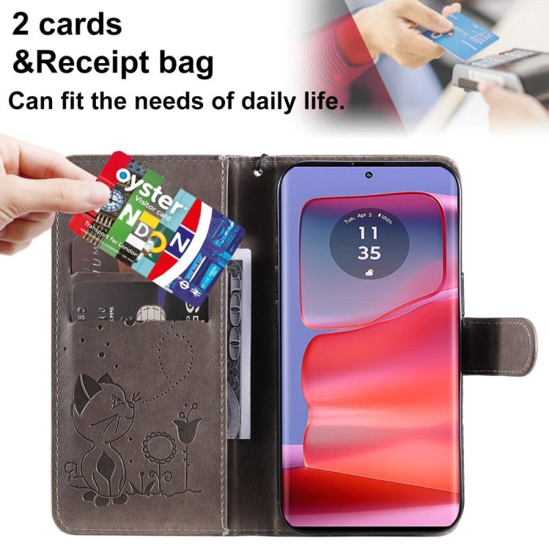 Kinyitható Tokok Motorola Edge 50 Pro Macska És Méhecske