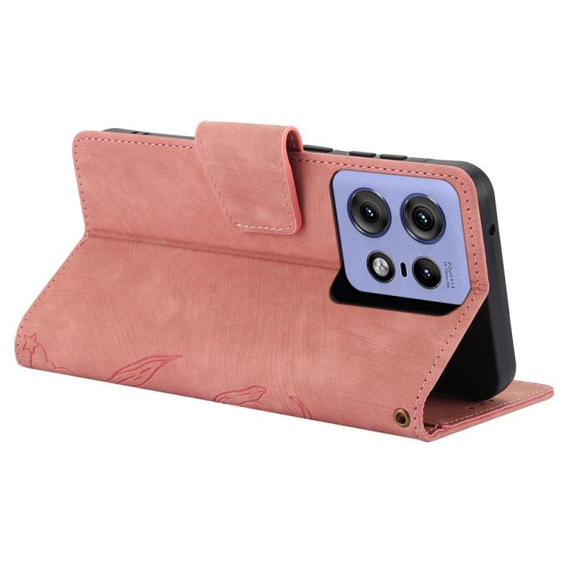 Kinyitható Tokok Motorola Edge 50 Pro Virágmintás Szíj