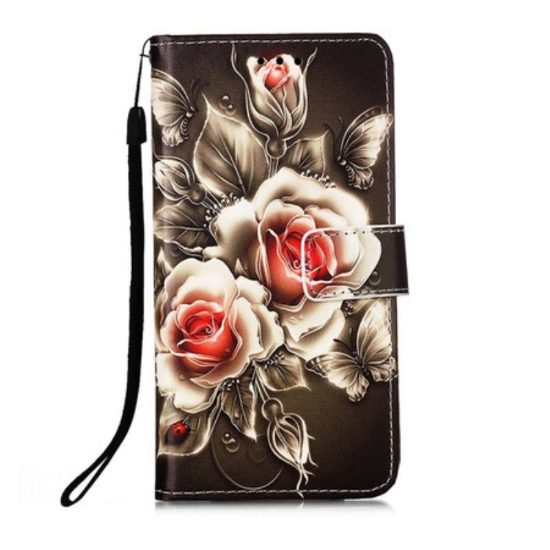 Fliptok / Bőrtok iPhone 13 Mini Arany Rózsák