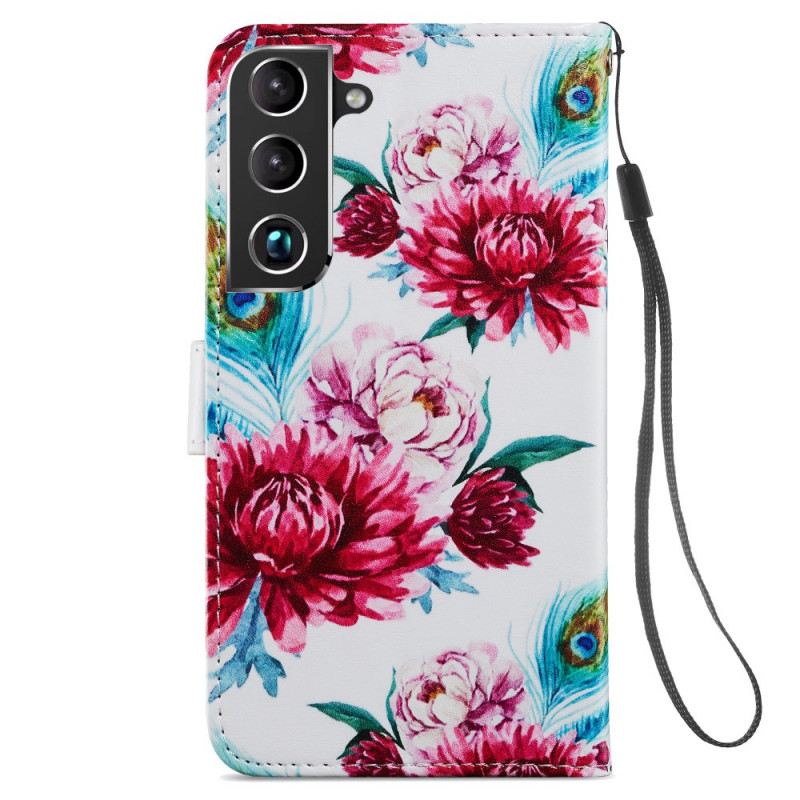 Fliptok / Bőrtok Samsung Galaxy S22 5G Intenzív Virágok