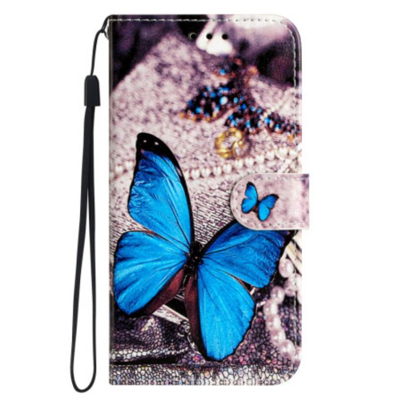 Bőrtok Xiaomi 14t Pro Kék Pillangó