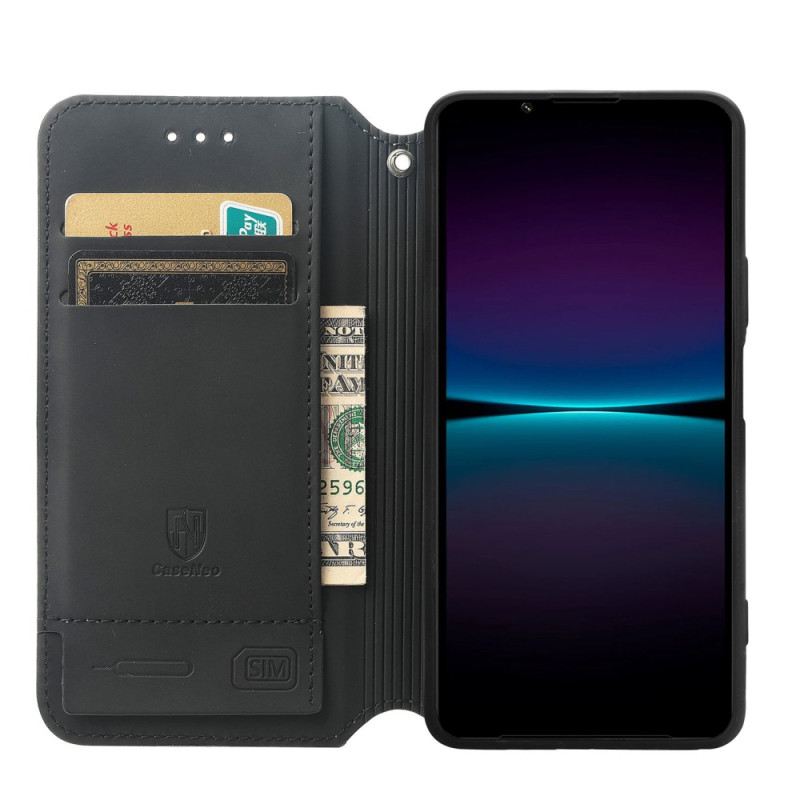 Fliptok Sony Xperia 1 IV Bőrtok Caseno Rfid Kialakítás