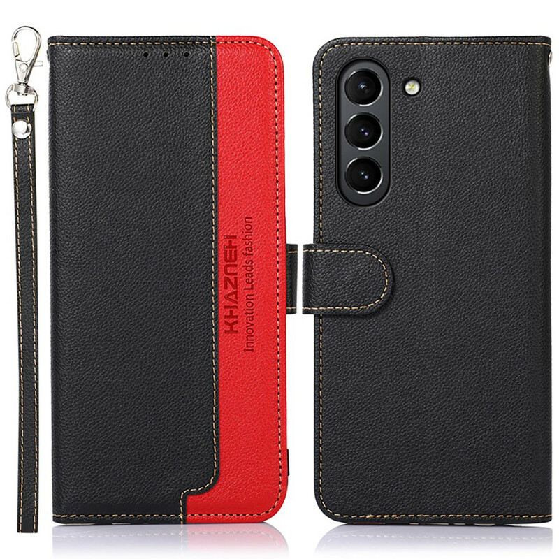 Kinyitható Tokok Samsung Galaxy S21 FE Licsi Stílusú Rfid Khazneh