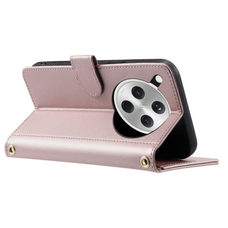 Kinyitható Bőrtok Oppo Find X8 Steppelt Pánttal És Vállpánttal