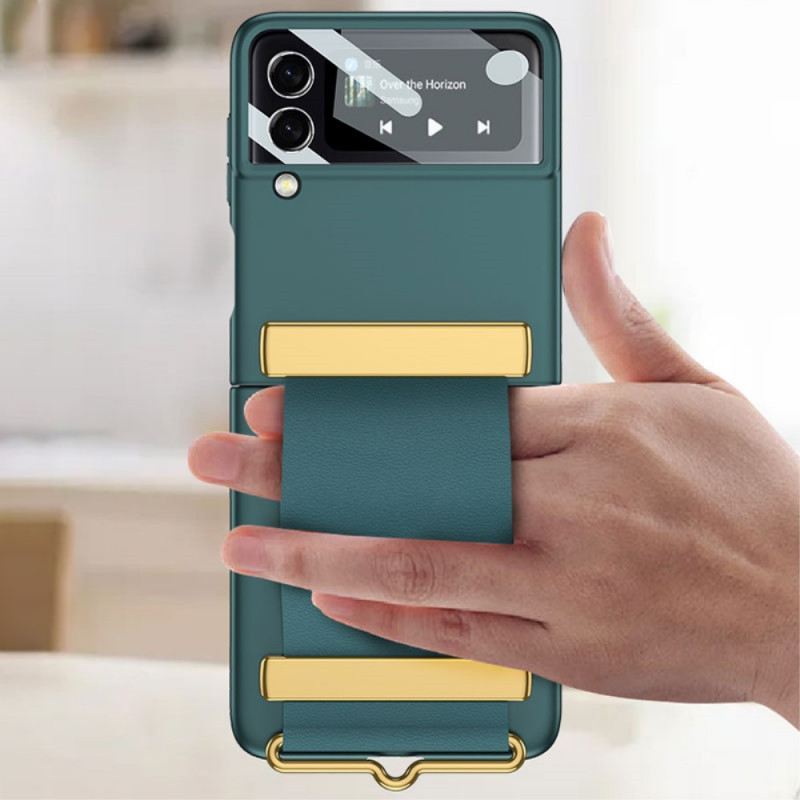 Fliptok Samsung Galaxy Z Flip 3 5G Bőrtok Edzett Üveg Gkk Pánttal