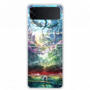 Fliptok Samsung Galaxy Z Flip 3 5G Bőrtok Sárkány