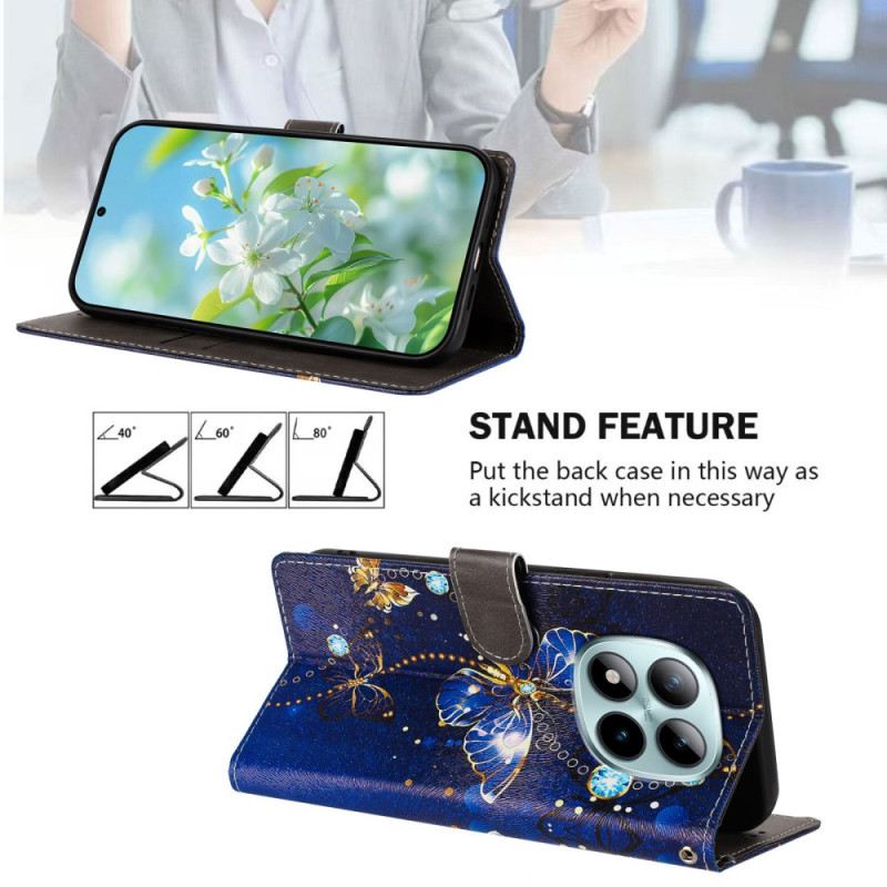 Bőrtok Xiaomi Redmi Note 15 Pro Plus 5g Értékes Pillangók