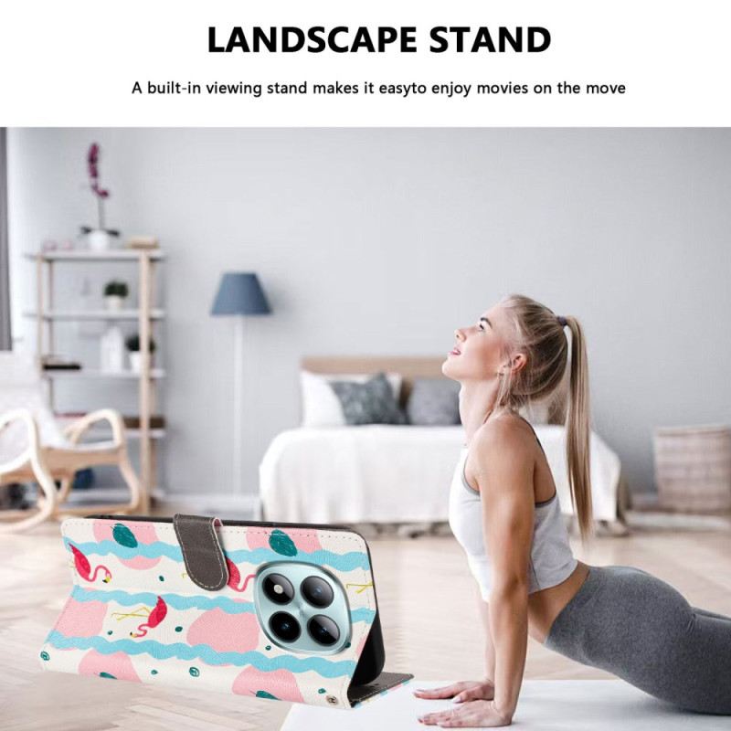 Bőrtok Xiaomi Redmi Note 15 Pro Plus 5g Flamingók