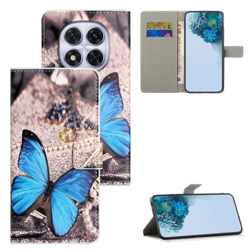 Bőrtok Xiaomi Redmi Note 15 Pro Plus 5g Kék Pillangó
