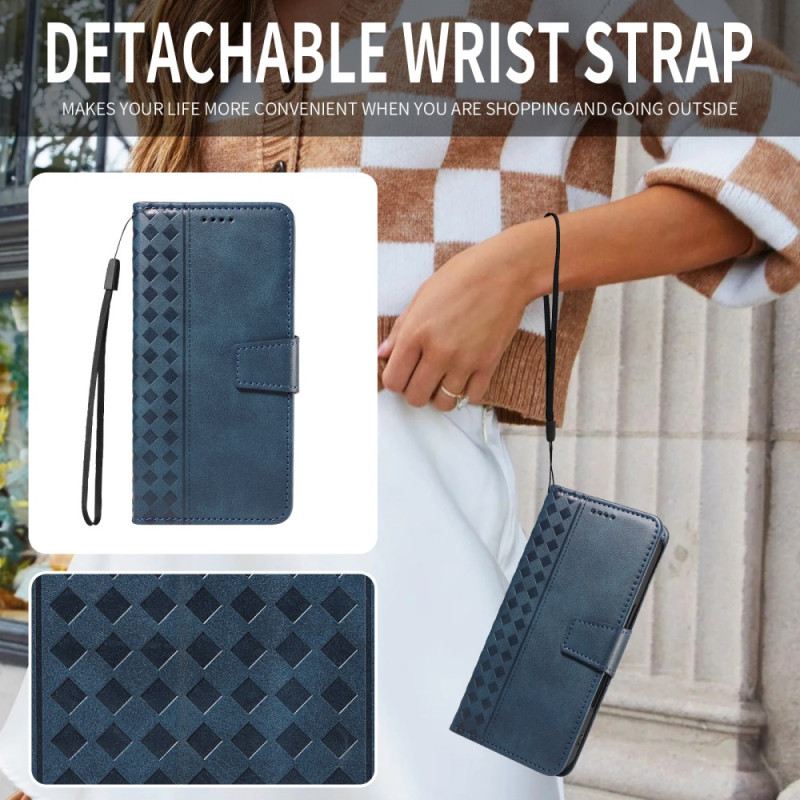 Bőrtok Xiaomi Redmi Note 15 Pro Plus 5g Kockás Mintás Szegély