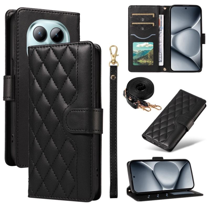 Bőrtok Xiaomi Redmi Note 15 Pro Plus 5g Steppelt Pánttal És Vállpánttal