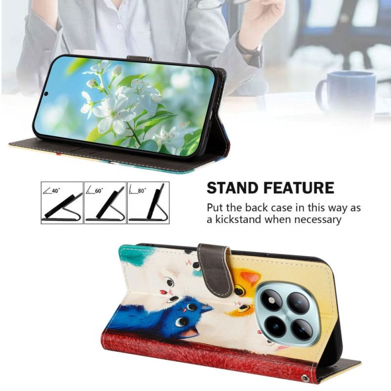 Bőrtok Xiaomi Redmi Note 15 Pro Plus 5g Színes Macskák