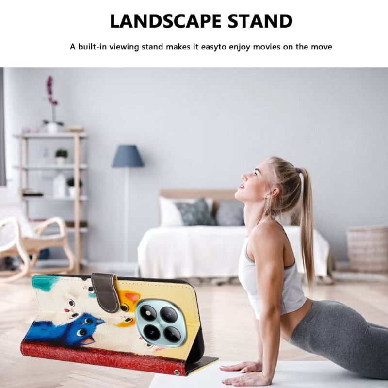 Bőrtok Xiaomi Redmi Note 15 Pro Plus 5g Színes Macskák