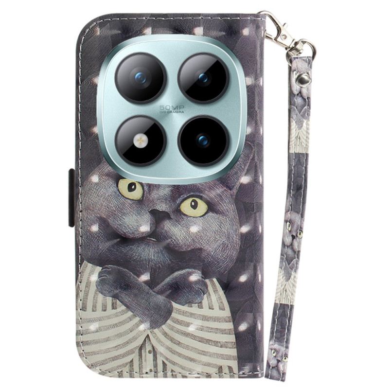 Bőrtok Xiaomi Redmi Note 15 Pro Plus 5g Szürke Macska Pánttal