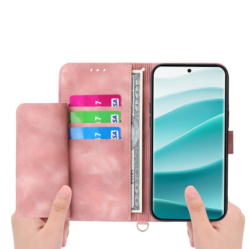 Bőrtok Xiaomi Redmi Note 15 Pro Plus 5g Virágmintás Vállpánttal És Pánttal