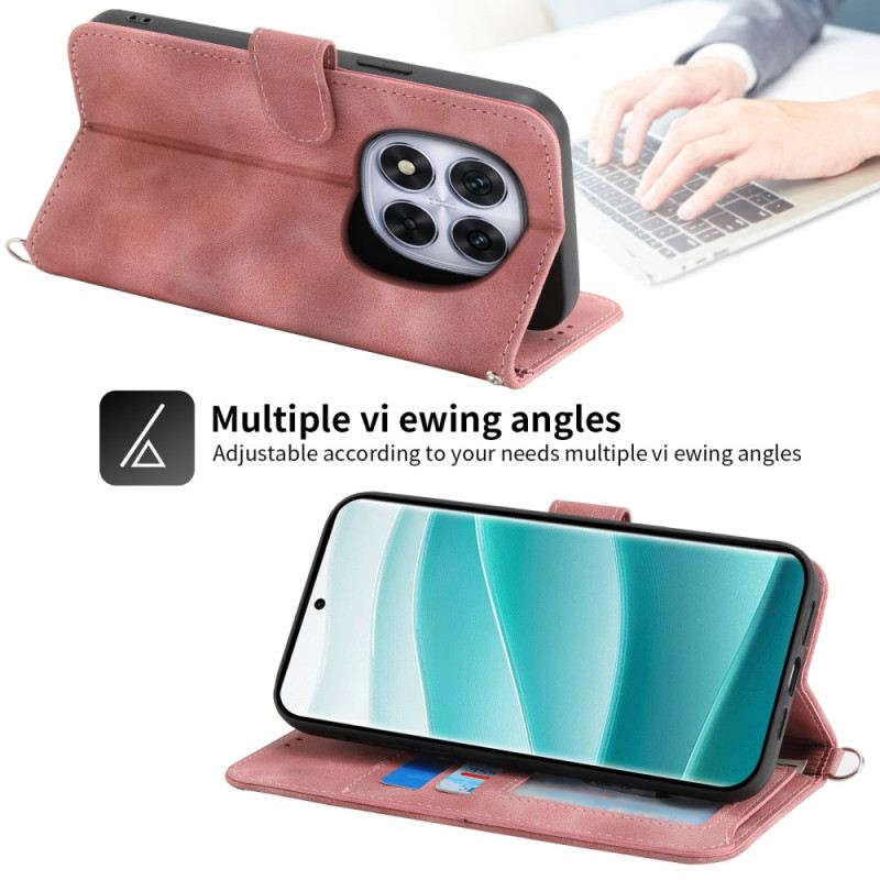 Bőrtok Xiaomi Redmi Note 15 Pro Plus 5g Virágmintás Vállpánttal És Pánttal