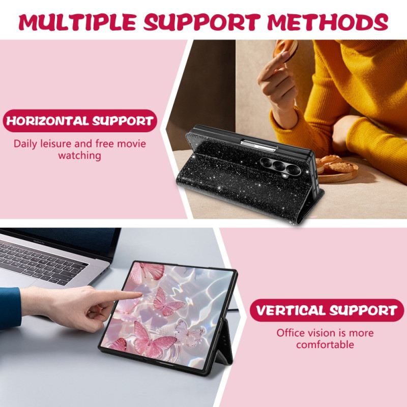 Bőrtok Samsung Galaxy Z Fold 7 Csillámporos