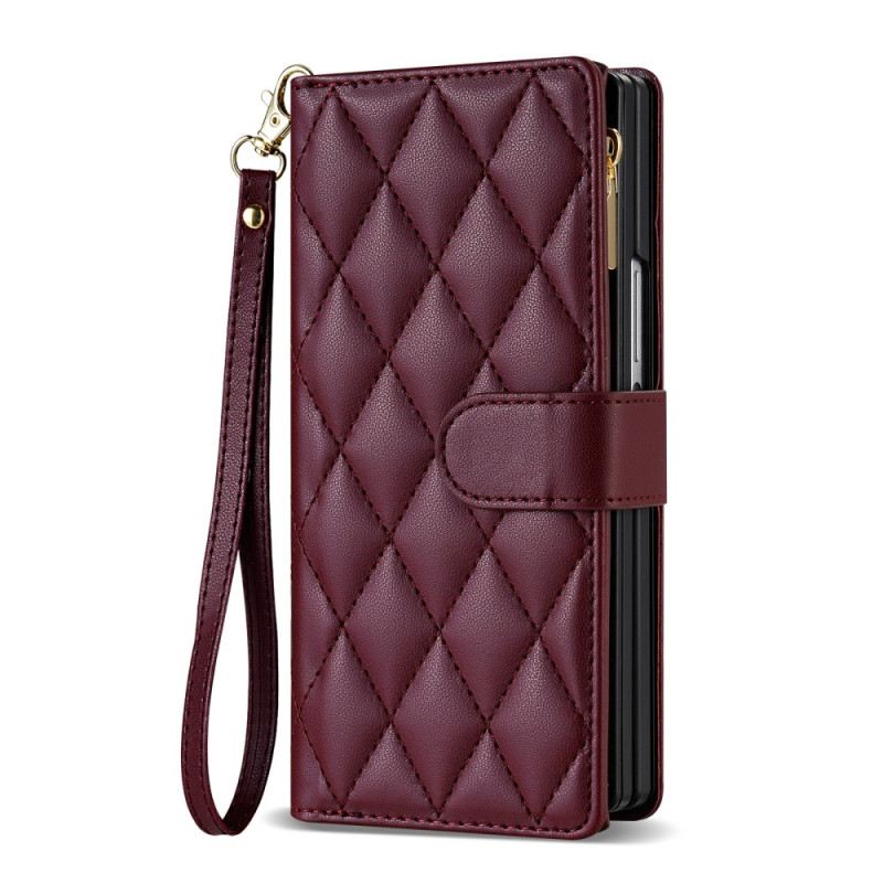 Bőrtok Samsung Galaxy Z Fold 7 Párnázott Vállpánttal És Nyakpánttal