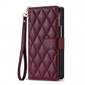 Bőrtok Samsung Galaxy Z Fold 7 Párnázott Vállpánttal És Nyakpánttal