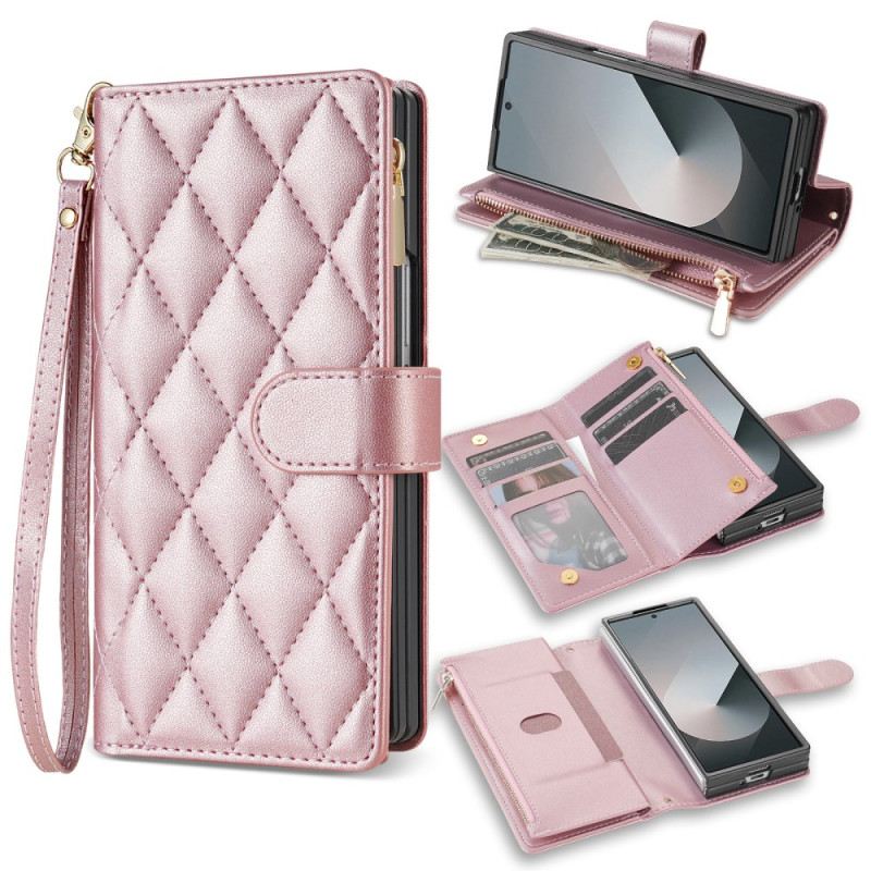 Bőrtok Samsung Galaxy Z Fold 7 Párnázott Vállpánttal És Nyakpánttal