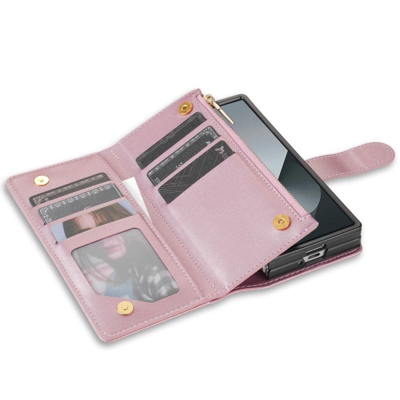 Bőrtok Samsung Galaxy Z Fold 7 Párnázott Vállpánttal És Nyakpánttal