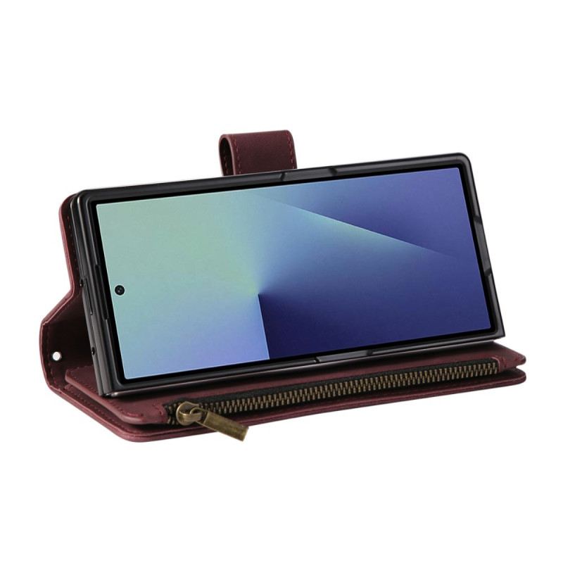 Bőrtok Samsung Galaxy Z Fold 7 Velúrhatású Pénztárca Vállpánttal