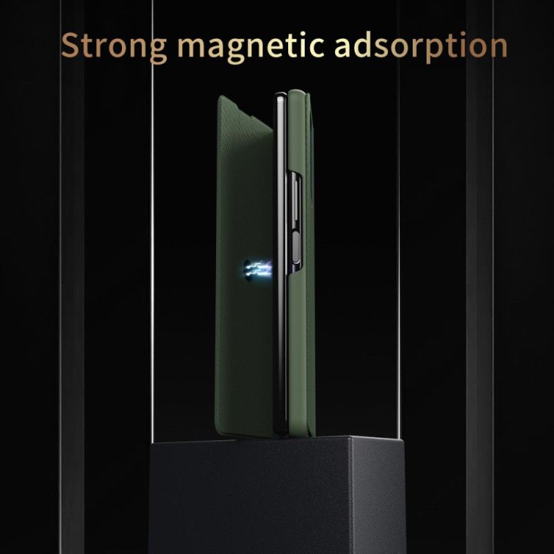 Mobiltelefon Tokok Samsung Galaxy Z Fold 7 Bőrhatású Integrált Állvánnyal