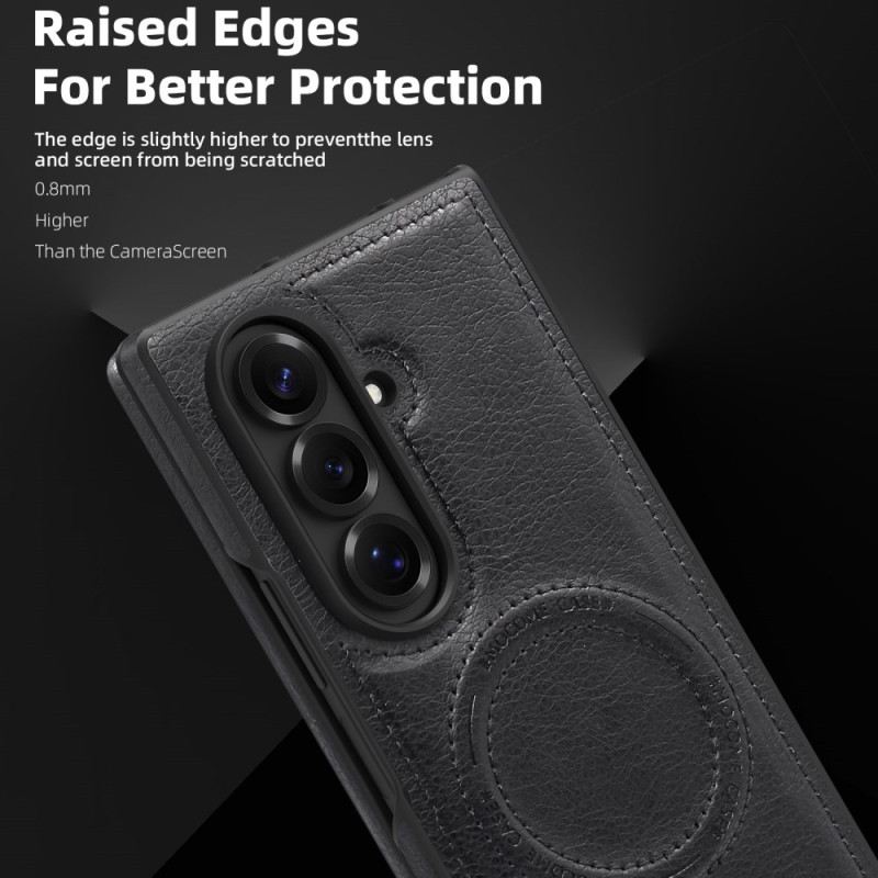 Mobiltelefon Tokok Samsung Galaxy Z Fold 7 Magsafe Bőrhatású Állvánnyal