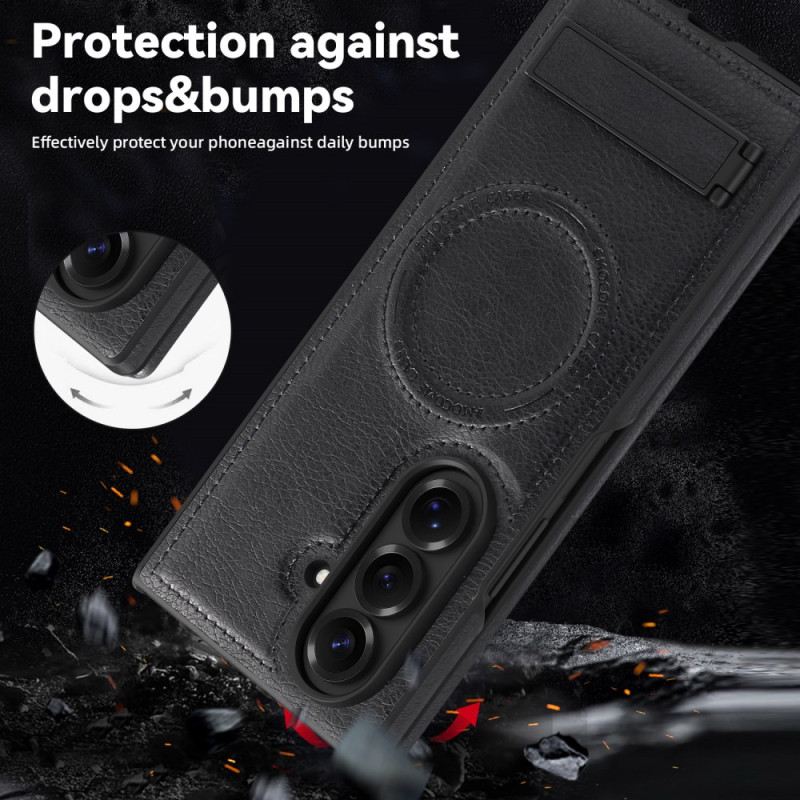 Mobiltelefon Tokok Samsung Galaxy Z Fold 7 Magsafe Bőrhatású Állvánnyal