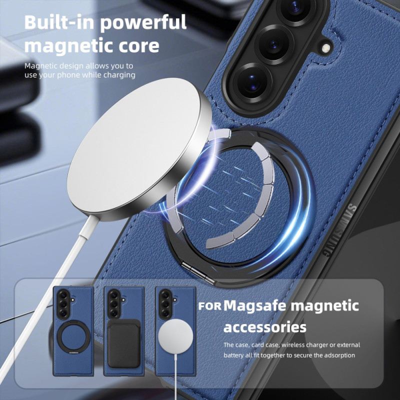 Telefontok Samsung Galaxy Z Fold 7 Magsafe Kompatibilis Bőrhatású -ban Forgó Gyűrűtartóval