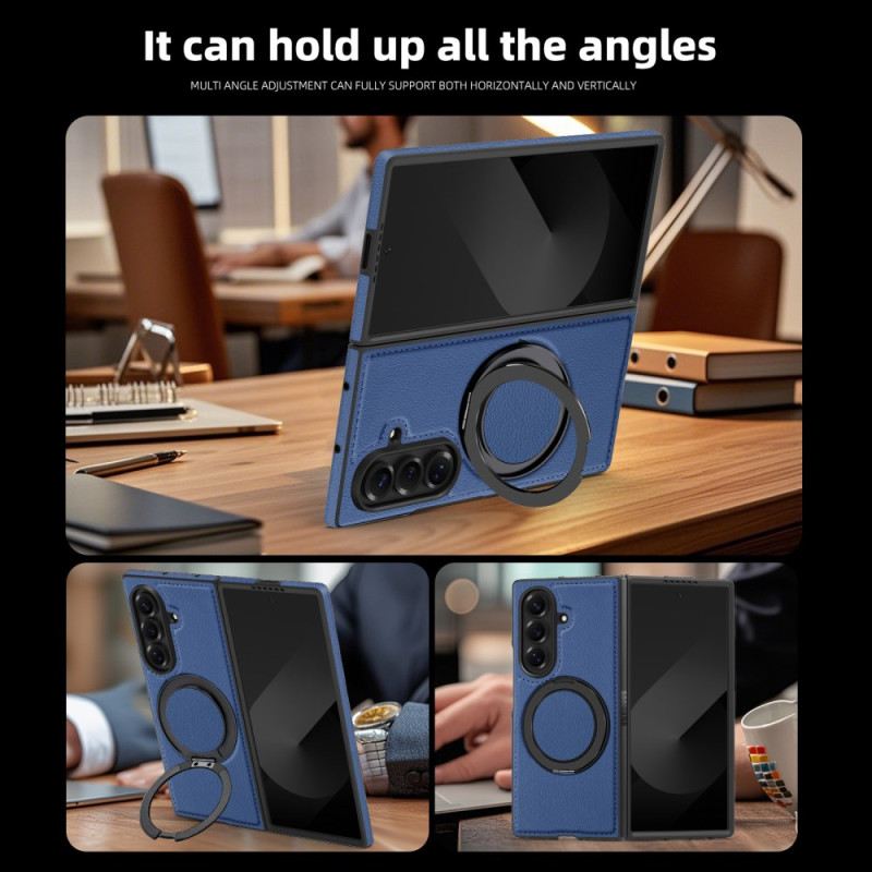 Telefontok Samsung Galaxy Z Fold 7 Magsafe Kompatibilis Bőrhatású -ban Forgó Gyűrűtartóval