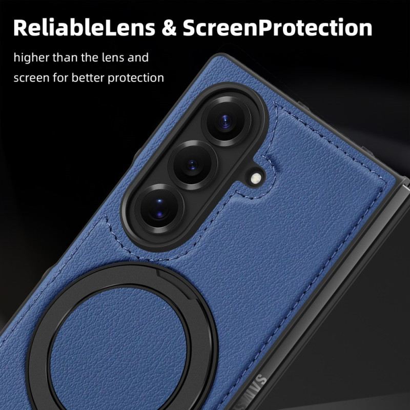 Telefontok Samsung Galaxy Z Fold 7 Magsafe Kompatibilis Bőrhatású -ban Forgó Gyűrűtartóval