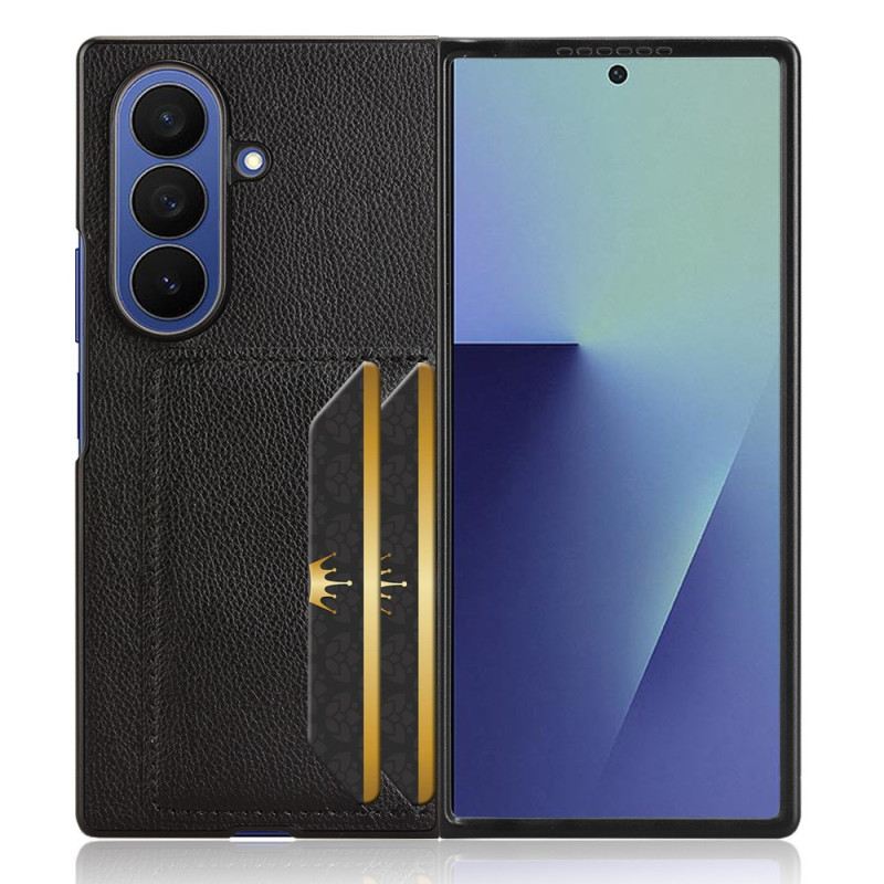 Tok Samsung Galaxy Z Fold 7 Licsi Textúra Kártyatartóval
