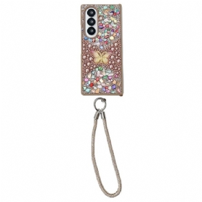 Tok Samsung Galaxy Z Fold 7 Strasszos Pillangó Pánttal